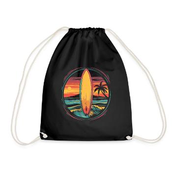 Surfing Artwork - Drawstring Bag - black - Front
