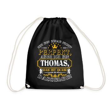 Funny THOMAS for Name Day with Name Name - Drawstring Bag - black - Front