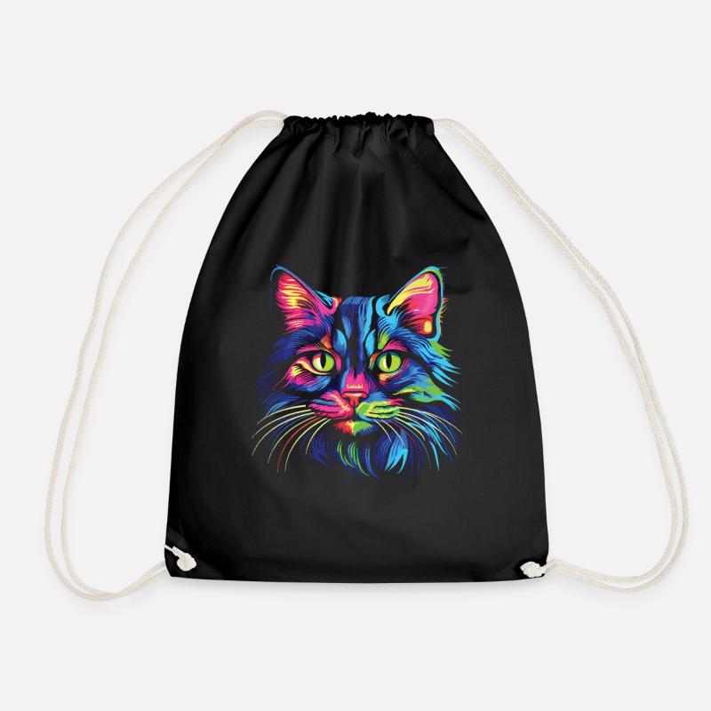 Katze Wasserfarben bunte Katzen - Turnbeutel - Schwarz