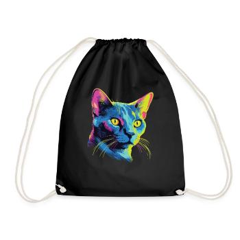 Chat Aquarelle Coloré Bleu Russe - Sac de sport léger - noir - Devant