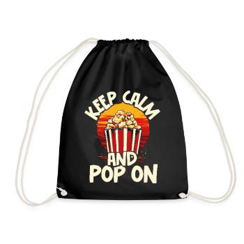Keep Calm and Pop On Popcorn - Turnbeutel - Schwarz - Vorne