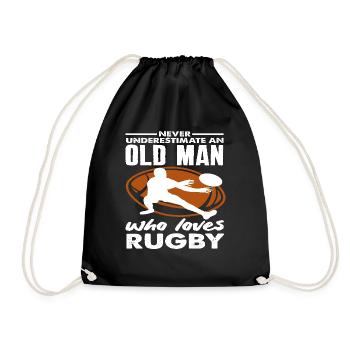 Unterschätze Niemals Einen Alten Rugby Spieler - Turnbeutel - Schwarz - Vorne