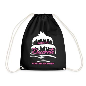 Cake Decorator Born To Cake Decorator - Drawstring Bag - black - Front