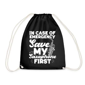 Saxophone In Case Of Emergency - Drawstring Bag - black - Front