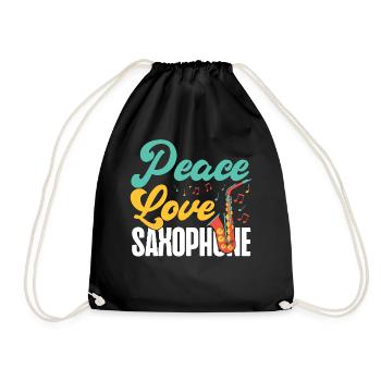 Saxophone Girl Peace Love - Turnbeutel - Schwarz - Vorne