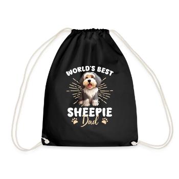Old English Sheepdog Groovy Sheepie Dad - Drawstring Bag - black - Front