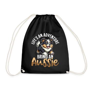 Australian Shepherd Dog Aussie Mom Aussie Dad - Drawstring Bag - black - Front