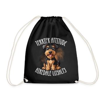 Airedale Terrier Dog Terrier Attitude Airedale - Drawstring Bag - black - Front