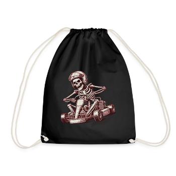 Skeleton Go-Kart Retro Adventure - Drawstring Bag - black - Front