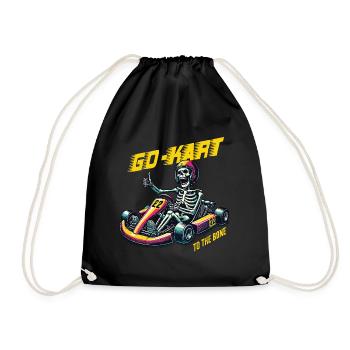 Go-Kart To The Bone Retro Skeleton Style - Drawstring Bag - black - Front