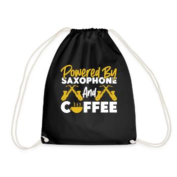 Saxophone Coffee Powered By - Drawstring Bag - black - Front