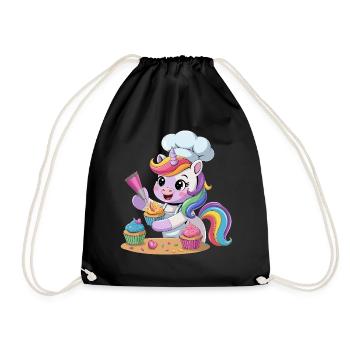 Mignon Licorne Boulanger Arc-en-ciel Cuisson Cupcake Cadeaux - Sac de sport léger - noir - Devant