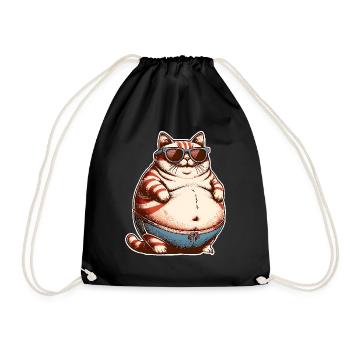Dicke Katze - Turnbeutel - Schwarz - Vorne