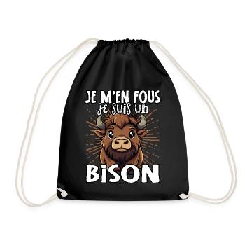 Je m'en fous je suis un bison - süßes Bison - Turnbeutel - Schwarz - Vorne