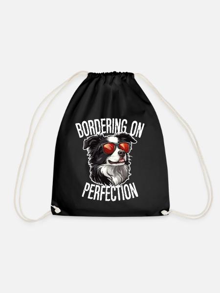 Border Collie Dog Border Collie Bordering On - Drawstring Bag - black