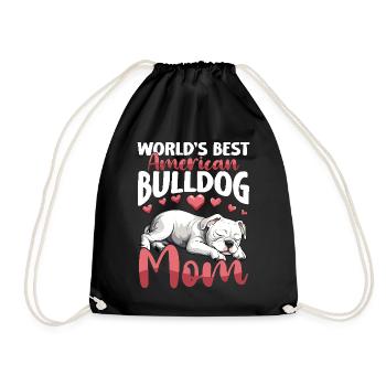 American Bulldog White American Bulldog mom - Drawstring Bag - black - Front