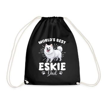 American Eskimo Hund Dog Eskie Dad - Drawstring Bag - black - Front