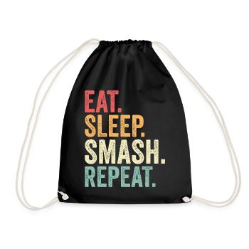 Eat Sleep Smash Repeat Funny Badminton - Drawstring Bag - black - Front