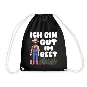 Ich bin gut im Beet Gärtner Wortspiel Gartenfreund - Turnbeutel - Schwarz - Vorne