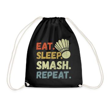Eat Sleep Smash Repeat - Badminton Lover - Turnbeutel - Schwarz - Vorne