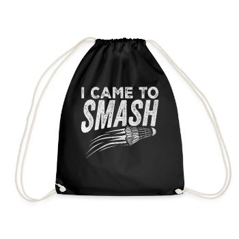 I Came to Smash – Badminton Lover Shuttlecock - Drawstring Bag - black - Front