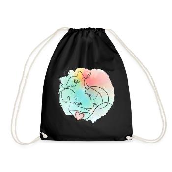Mère, père, bébé - motif familial coloré - Sac de sport léger - noir - Devant