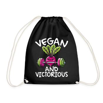 Vegane Und Siegreiche Lustige Pflanzliche Fitness - Turnbeutel - Schwarz - Vorne
