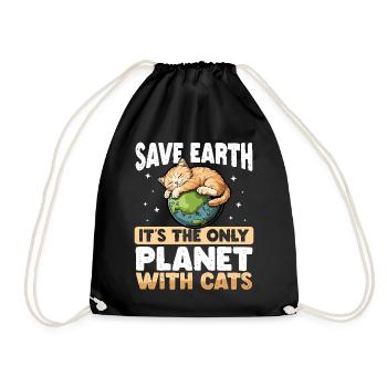 Ist der einzige Planet mit Katzen Earth Day - Turnbeutel - Schwarz - Vorne