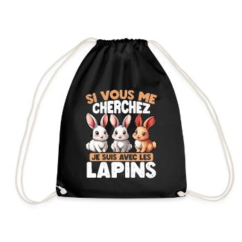 Si vous me cherchez, je suis avec les lapins - Sac de sport léger - noir - Devant