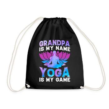 Grandpa is my name Yoga is my game - Yoga - Turnbeutel - Schwarz - Vorne