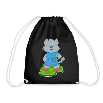 Cat Tennis Tennis Racket - Drawstring Bag - black - Front