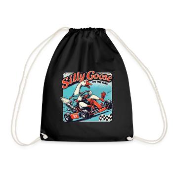 Silly Goose sur l’accélérateur dans un kart - Sac de sport léger - noir - Devant