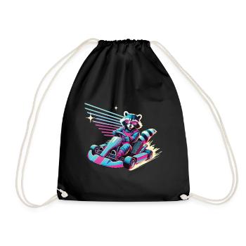 Raton laveur dans le style rétro du karting - Sac de sport léger - noir - Devant