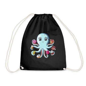 Süßes Tentakel achtarmig Oktopus Dessert Süßigkeit - Turnbeutel - Schwarz - Vorne