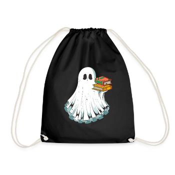 Books Reading Ghost Ghost on Halloween - Drawstring Bag - black - Front