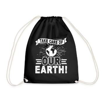 Earth Day Save Our Earth - Drawstring Bag - black - Front