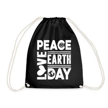 Earth Day Peace Love Earth Day - Drawstring Bag - black - Front