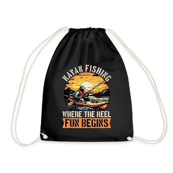 Kayak Fishing Where The Reel Fun Begins Boating - Drawstring Bag - black - Front
