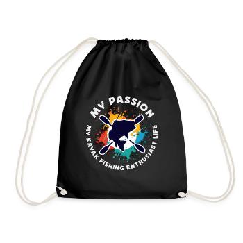 Pêche en kayak Ma passion Mon amateur de canoë - Sac de sport léger - noir - Devant