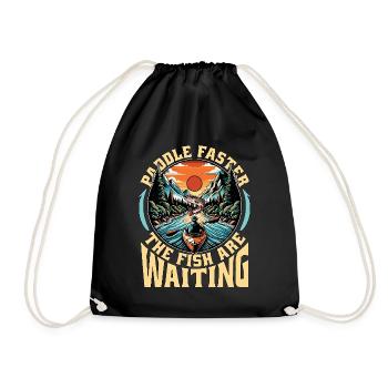 Kayak Fishing Paddle Faster The Fish Fisherman - Turnbeutel - Schwarz - Vorne