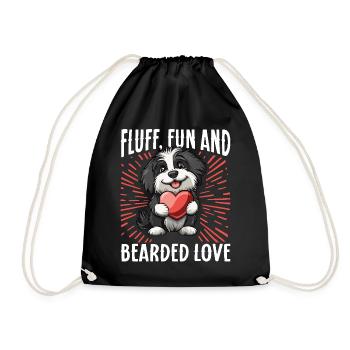 Bearded Collie chien Fluff Fun et Bearded Love - Sac de sport léger - noir - Devant