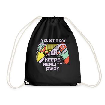Play Gamer A Quest A Day - Drawstring Bag - black - Front