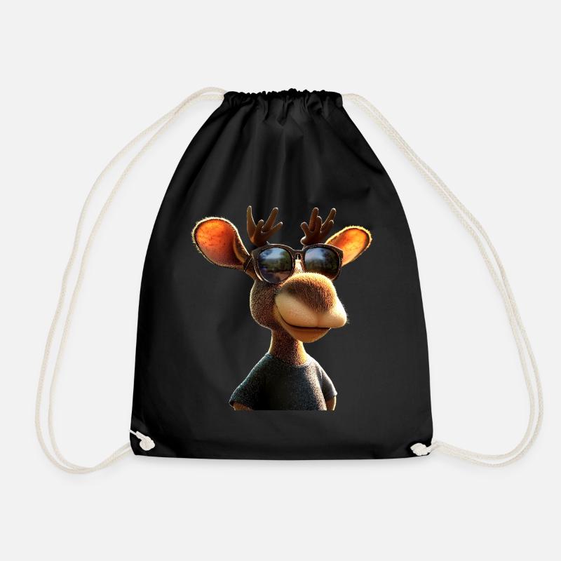 Elch Moose Elchbulle Geweih Hirsch Wilde Elche - Turnbeutel - Schwarz