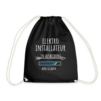 Elektroinstallateur Ausbildung Beruf Geschenk - Turnbeutel - Schwarz - Vorne