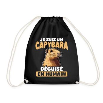 Ich bin ein als Mensch verkleideter Capybara - Turnbeutel - Schwarz - Vorne
