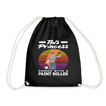 This princess is a painter with a paint roller - Drawstring Bag - black - Front