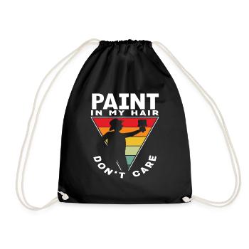 Painter: Paint In My Hair Don't Care - Drawstring Bag - black - Front
