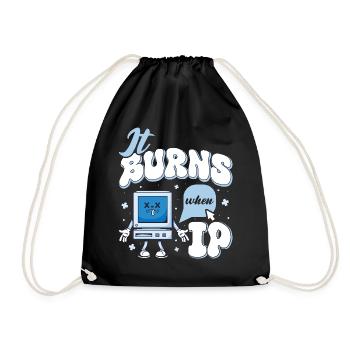 Funny saying "It Burns when I Pee"! - Drawstring Bag - black - Front