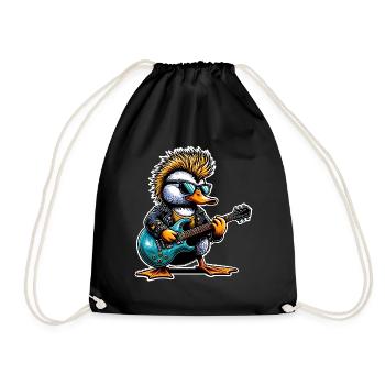 Duck Rock and Roll Guitarist - Drawstring Bag - black - Front