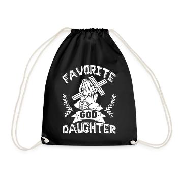 Daughter Favorite God Daughter Funny Father's day - Drawstring Bag - black - Front